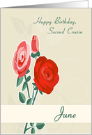 June Birth Flowers for Second Cousin Birthday card
