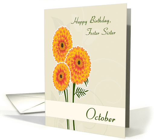Orange Marigolds Birth Flower for Foster Sister Birthday card