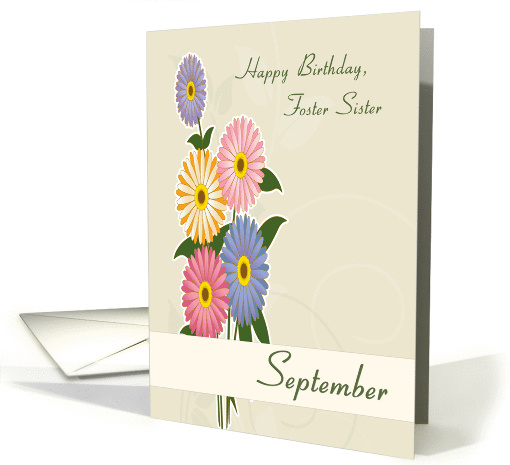 Multi-colored Asters Birth Flower for Foster Sister Birthday card