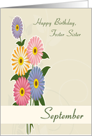 Multi-colored Asters Birth Flower for Foster Sister Birthday card