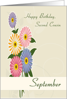 September Birth Flowers for Second Cousin Birthday card