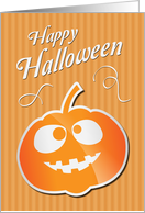 Pumpkin with Funny Face and Swirls for Halloween card