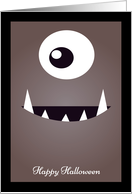 Scary Monster Face with Fangs and One Eye for Halloween card