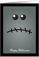 Scary Grey Monster with Stitch Mouth for Halloween card