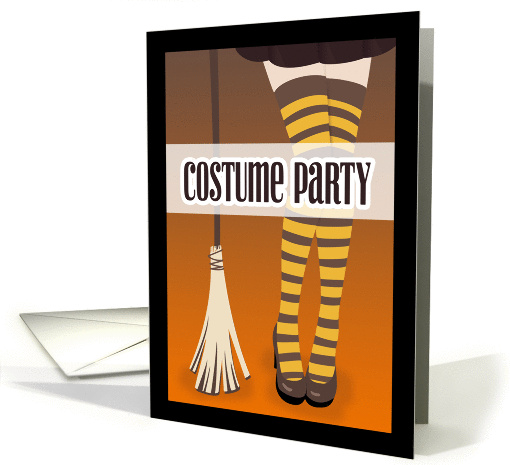 Witchs Legs with Broom Costume Party Invitation card (1383150)