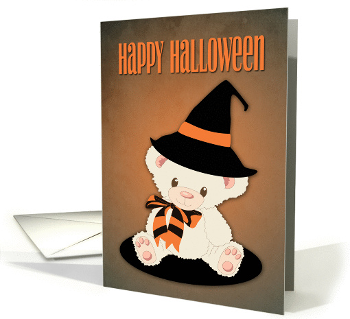 Cute Teddy Bear with Witchs Hat for Halloween card (1383294)