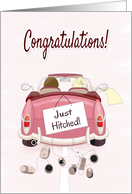 Congratulations on Wedding with Couple in Car Driving card