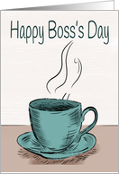 Coffee Cup Illustration with Distressed Like Background for Bosss Day card