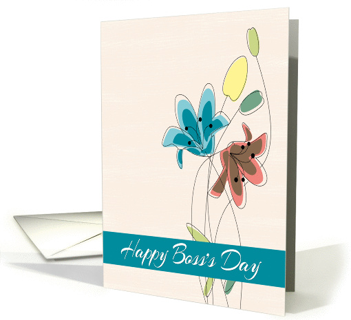 Eloquent Flower Illustrations for Happy Bosss Day card (1384988)