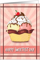 Double Scoop Ice Cream with Cherry on Top for Sweetest Day card