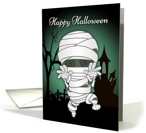 A Zombie Dressed Up like a Mummy for Halloween card (1385372)