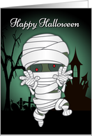 A Zombie Dressed Up like a Mummy for Halloween card