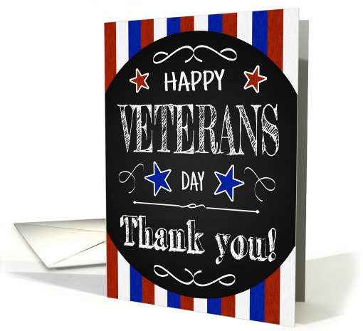 Retro Chalkboard Veterans Day with Stars and Stripes card (1386124)