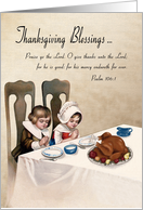 Vintage Thanksgiving Blessings with Praying Children and Bible Verse card