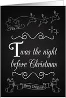 Chalkboard Twas the Night Before Christmas with Santa for Christmas card