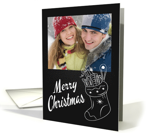 Custom Retro Chalkboard with Stocking and Image from Christmas card