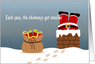 Santa is Stuck in a Chimney with His Bag of Presents for Christmas card