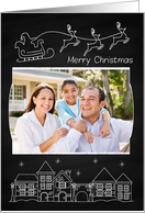 Custom Retro Chalkboard Photo Card with Christmas Town card