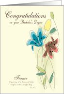 Congratulations for Bachelors Degree for Fiance with Flowers card