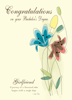 Congratulations for Bachelor's Degree for Girlfriend with Flowers