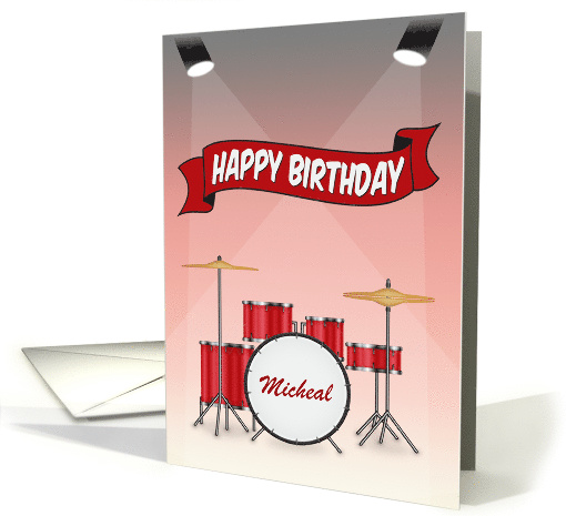 Custom with Name Drum Set with Spotlights for Birthday card (1398702)