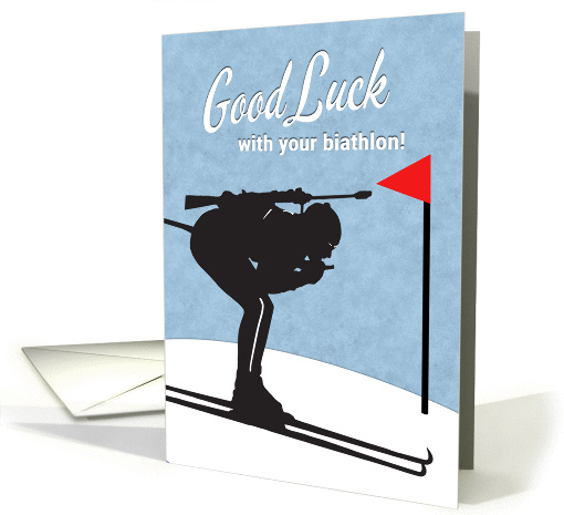 Biathlon Good Luck with Skier and Rifle Silhouette card (1400096)