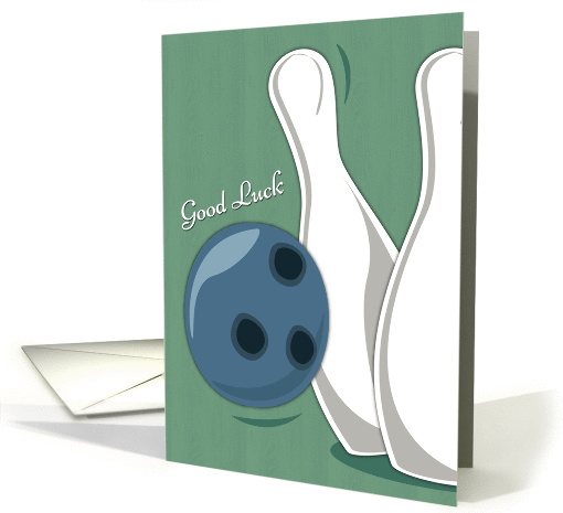 Cartoon Bowling Ball and Pins for Good Luck card (1400212)