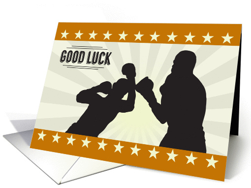 Boxing Silhouette with Retro Border for Good Luck card (1400214)