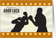 Boxing Silhouette with Retro Border for Good Luck card