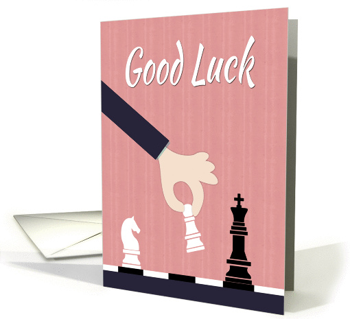 Cartoon Good Luck Chess with Pieces and Player Hand card (1400216)