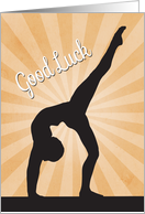 Gymnast Bending Over on Balance Beam for Good Luck card