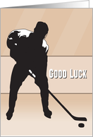 Ice Hockey Player Silhouette for Good Luck card