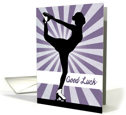 Ice Skater Silhouette with Sunburst for Good Luck card (1400578)