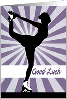 Ice Skater Silhouette with Sunburst for Good Luck card