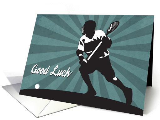 Lacrosse Player Silhouette and Ball for Good Luck card (1400582)