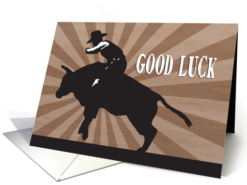 Silhouette Cowboy on Bucking Bull for Good Luck card (1400586)