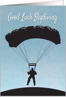 Silhouette Skydiver with Parachute for Good Luck card
