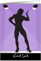 Female Bodybuilder Silhouette for Good Luck card