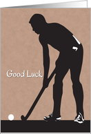 Field Hockey Player with Stick and Ball for Good Luck card