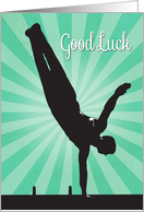 Male Gymnast on Pommel Horse for Good Luck card