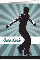 Male Figure Skater with Sunburst Background for Good Luck card