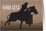 Female Rodeo Competitor doing Barrel Racing for Good Luck card