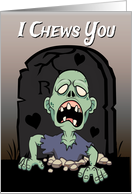 Zombie in a Cemetery for Valentines Day card