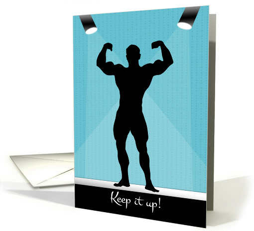 Male Bodybuilding Silhouette on the Stage for Encouragement card