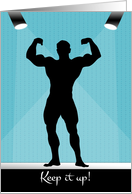 Male Bodybuilding Silhouette on the Stage for Encouragement card