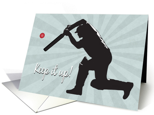 Silhouette Cricket Player Hits a Ball for Encouragement card (1407836)