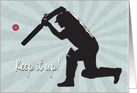 Silhouette Cricket Player Hits a Ball for Encouragement card