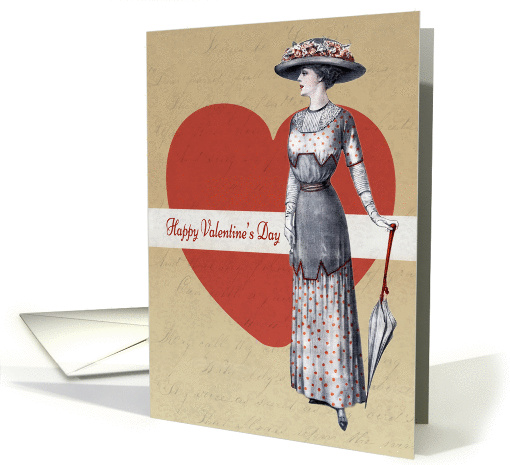 Victorian Lady with Parasol and Heart Background for... (1408260)
