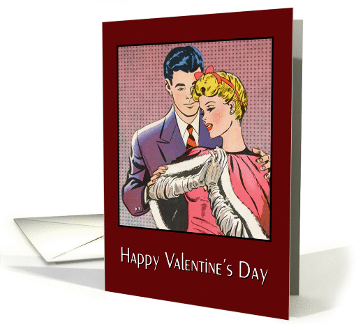 Retro Comic Book Style Valentine with Couple card (1408268)