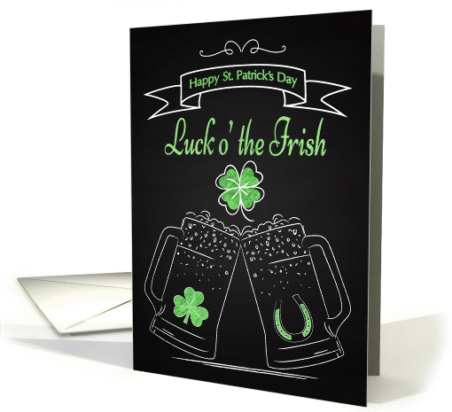 Chalkboard Beer with Shamrock for St. Patricks Day card (1409912)